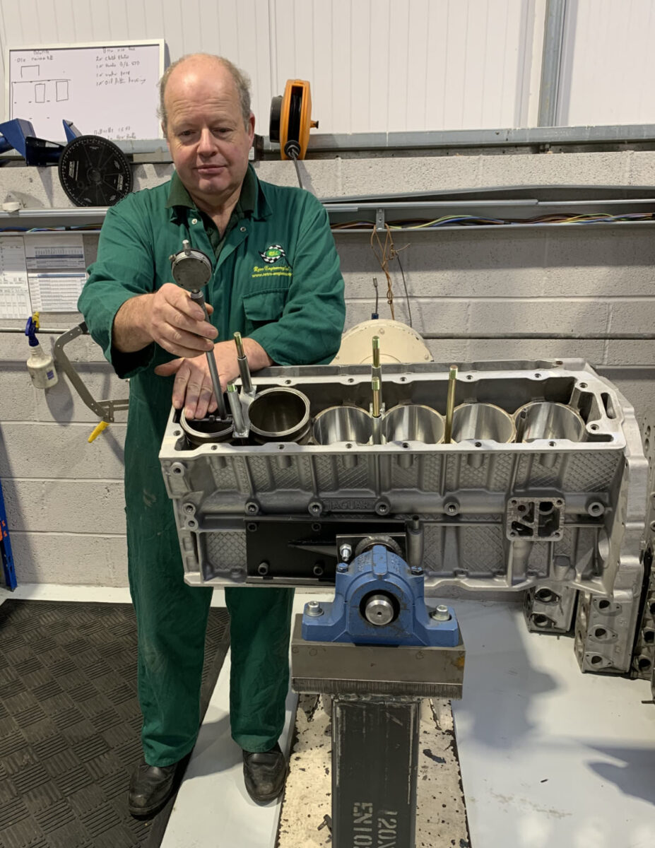 Measuring the liners in a V12 Jaguar Engine